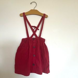 Red skirt with suspenders
